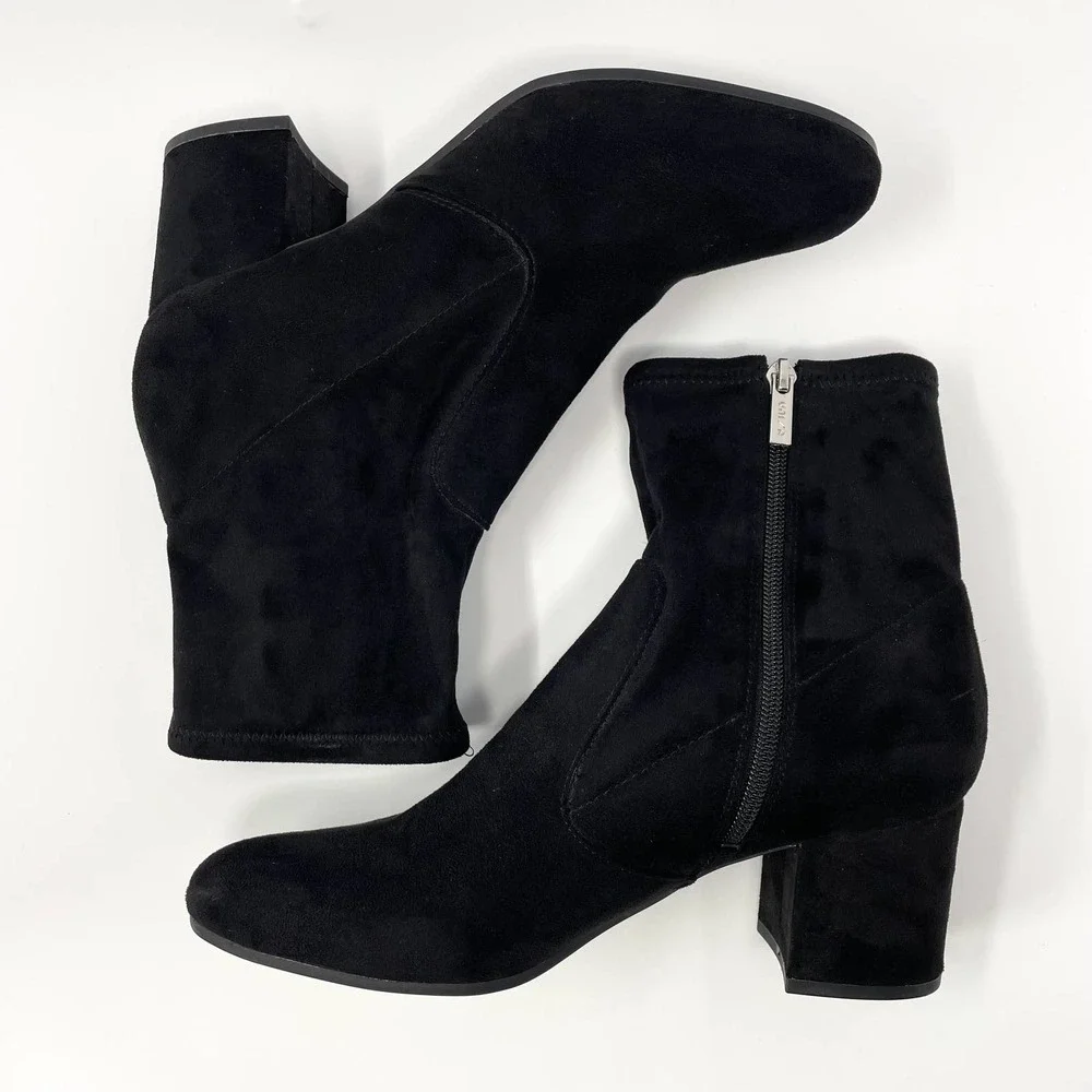 Unisa Black Suede Block Heel Ankle Boots - Picture 6 of 11